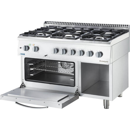 ECO gas cooker with electric oven, 6-burner, P 25.5+6.5 kW, U G30 STALGAST 9714330