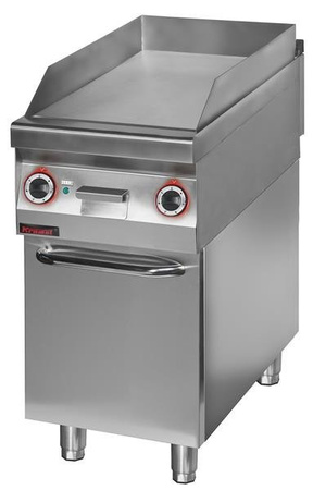 Glatte verchromte elektrische Grillplatte 450 mm 6,0kW auf geschlossenem Unterschrank 900.PBE-450G.S.D Kromet