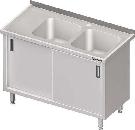 Stół ze zlewem 2-kom.(P),drzwi suwane 1900x600x850 mm STALGAST MEBLE 980906190