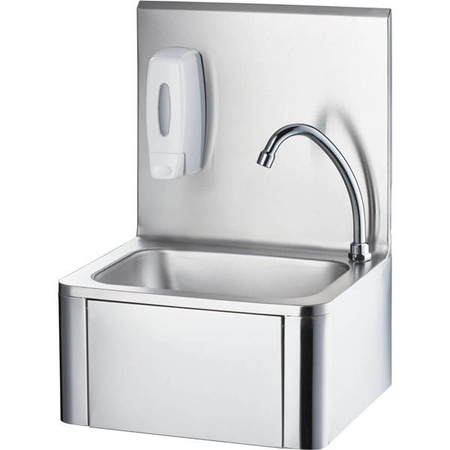 Washbasin with knee switch, faucet and soap dispenser STALGAST 610005