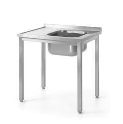 Table with one right-hand sink - bolted, with dimensions. 1000x600x(H)850 m HENDI 811573