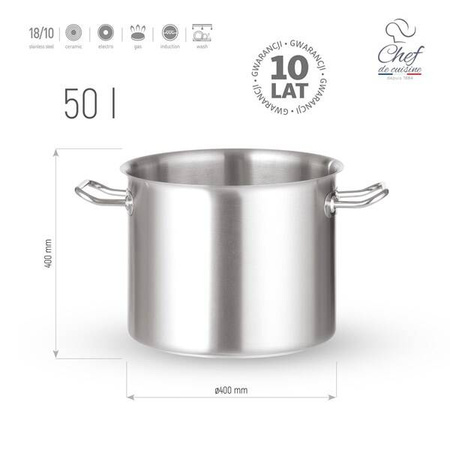 Garnek ze stali nierdzewnej wysoki king size 50l śr. 400x(H)400 mm