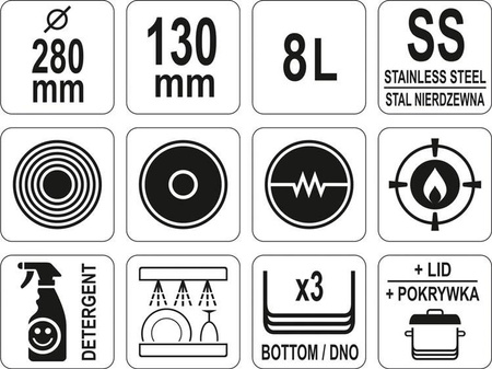 GARNEK NISKI Z POKRYWKĄ ZE STALI NIERDZEWNEJ 28x13CM 8L | YG-00042