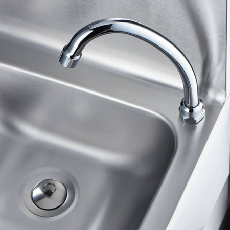 Washbasin with knee switch, faucet and soap dispenser STALGAST 610005