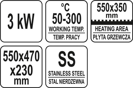 ELEKTRYCZNA PŁYTA GRILLOWA  RYFLOWANA 55CM | YG-04587