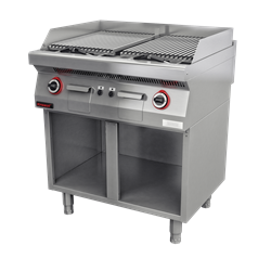 Lawa grill 800 mm 14kW na podstawie szafkowej otwartej 700.OGL-800.S Kromet