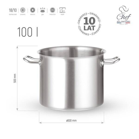 Garnek ze stali nierdzewnej wysoki king size 100l śr. 500x(H)500 mm