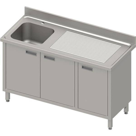 Table with 1-bowl sink.(L),hinged door 1500x700x850 mm, pressed top,canned edge 100x15x10 STALGAST MEBLE 984507150