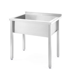 Stół z basenem 1-komorowym Budget Line bez maskownicy – spawany 800x600x(H)850 | HENDI 816707