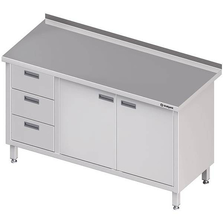 Wall table with three drawer block (L),hinged door 1400x600x850 mm STALGAST MEBLE 980446140