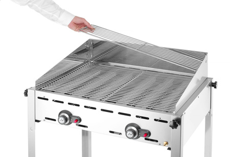 Grill gazowy Green Fire Profi Line 2-palnikowy - patelnia żeliwna i ruszt HENDI 149508