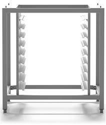 Base for combi steamer with tray guides