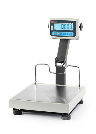 Waga platformowa LCD ze składanym wysięgnikiem i z legalizacją, seria EKO+, 60 kg | HENDI BEK+C035X040060-KB