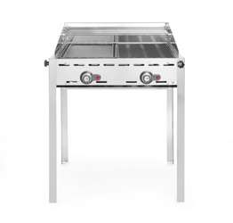 Grill gazowy Green Fire Profi Line 2-palnikowy - patelnia żeliwna i ruszt HENDI 149508