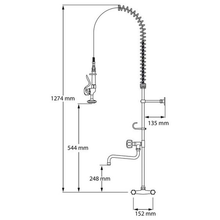 Filler with spout two-hole wall-mounted 651542 STALGAST