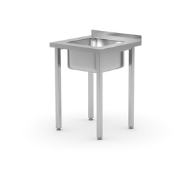 Stół ze zlewem 1-komorowym bez półki Budget Line – skręcany 600x600x(H)850 | HENDI 816752
