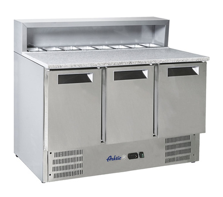 Stół chłodniczy 3-drzwiowy z nadstawą i blatem granitowym HENDI 236215