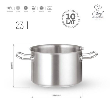 Garnek ze stali nierdzewnej średni 23l śr. 360x(H)220 mm