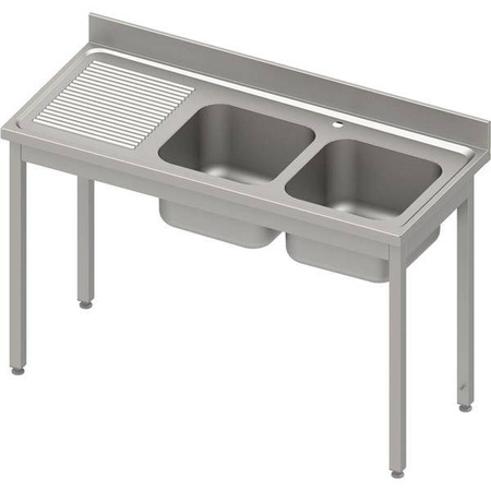 Table with 2 compartment sink.(P),without shelf 1400x600x850 mm bolted, pressed top, canned edge 100x15x10 STALGAST MEBLE 984546140