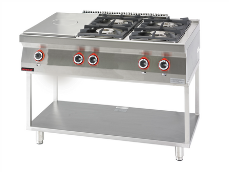 Chrome gas cooktop 400 mm + 2x4,5kW + 2x7,5kW on skeleton base 700.KG-4/I-400.T Kromet