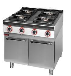 4 burner gas cooker 1x4,5kW+ 1x7,5kW + 2x9,0 kW on closed cabinet base 900.KG-4.S.D Kromet