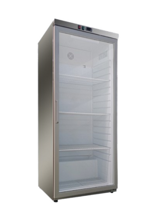 DRR 600GSS ﻿Szafa chłodnicza - 570 l, nierdzewna, przeszklone drzwi