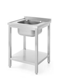 Stół z jednym zlewem z półką - skręcany, o wym.600x600x(H)850 mm HENDI 811856