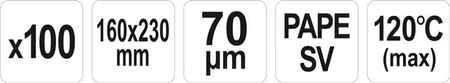WORKI DO SOUS-VIDE I PAKOWAREK KOMOROWYCH 160*230 70UM PAPE SV, 100SZT | YG-09336