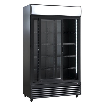 Szafa chłodnicza przeszklona SD1002BSLE | drzwi przesuwne | czarna | 670l