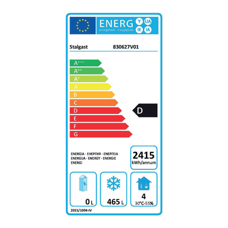 Szafa mroźnicza ze stali nierdzewnej na nóżkach, GN 2/1, V 650 l STALGAST 830627