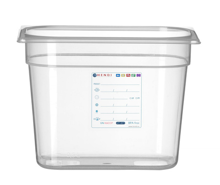 Pojemnik GN HACCP z polipropylenu 1/4 200 - bez pokrywki HENDI 880357