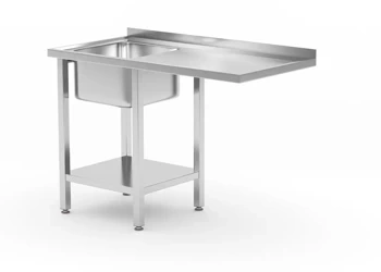 Stół ze zlewem, półką i miejscem na zmywarkę lub lodówkę, ze zlewem 400x400x250mm po lewej stronie, skręcany 237519