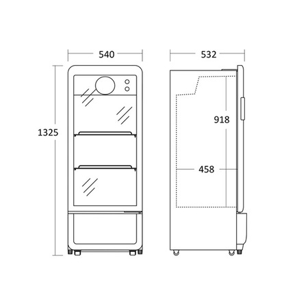 Szafa chłodnicza przeszklona DC200BD | czarna | zaokrąglone rogi | 178l
