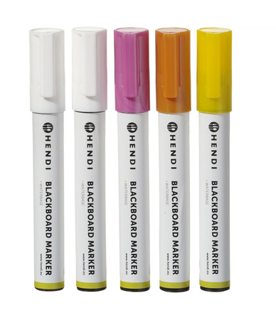 Markery kredowe ścięta końcówka 6mm, różowy, brązowy, 2 x biały - HENDI 664292