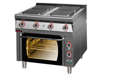 Electric stove with electric oven with thermo-circulation 900 mm 4x4kW + 7.0 kW (oven) 900.KE-4/PE-1T Kromet