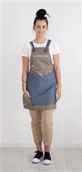 Fartuch kucharski damski | beż-niebieski  | linia Tredje | 21-3FW-34BEN | od ręki