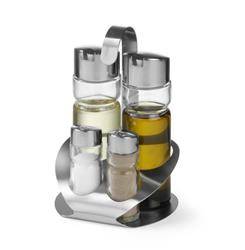 Zestaw do przypraw - 4 elementy: ocet, oliwa, sól, pieprz HENDI 465356