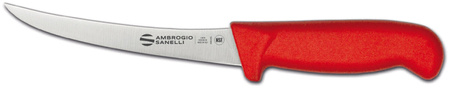 Ambrogio Sanelli Supra Colore, nóż do trybowania, zakrzywiony, CZERWONY, 15 cm  | HENDI S301.015R
