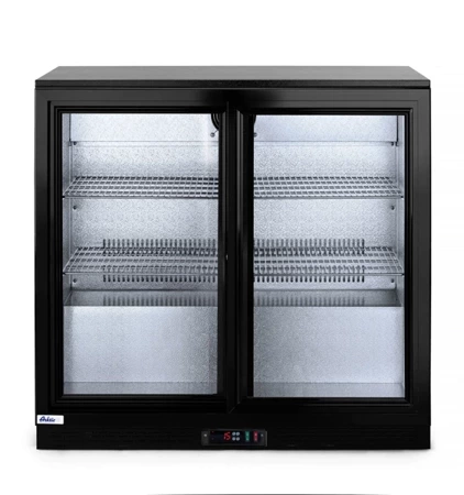 Chłodziarka barowa z podwójnymi drzwiami suwanymi, Arktic, 158L, czarny, 220-240V/160W, 900x520x(H)865mm HENDI 233917