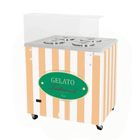 Dystrybutor do lodów | witryna do lodów | konserwator | retro | 4 tub | okrągłe kuwety | 843x670x895 mm | GELATO POZETTI 4 BEIGE | RESTO QUALITY GELATO POZETTI 4 BEIGE