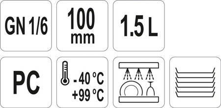 POJEMNIK GASTRONOMICZNY GN 1/6 100MM PC
 | YG-00426