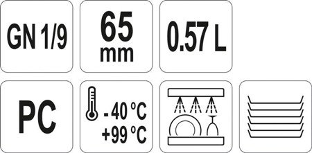 POJEMNIK GASTRONOMICZNY GN 1/9 65MM PC
 | YG-00430