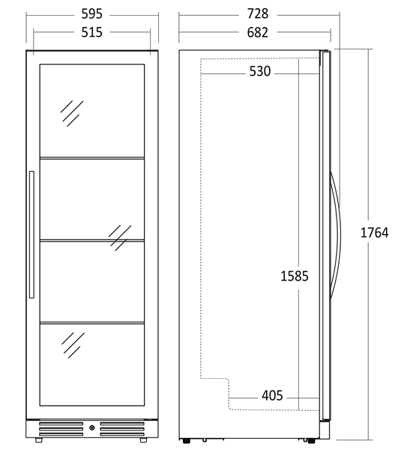 Winiarka | chłodziarka do wina | jednostrefowa  | 461 l | na 138 butelek | 595x682x1764 mm | SV138B