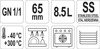 POJEMNIK GASTRONOMICZNY ZE STALI NIERDZEWNEJ GN 1/1 65MM 8,5L | YG-00252