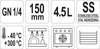 POJEMNIK GASTRONOMICZNY ZE STALI NIERDZEWNEJ GN 1/4 150MM 4,5L | YG-00284